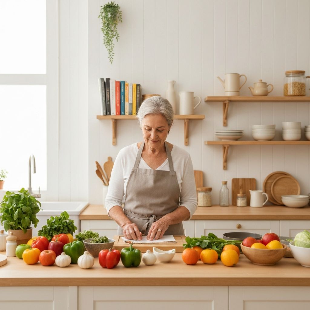 Person planning healthy meals with fresh ingredients