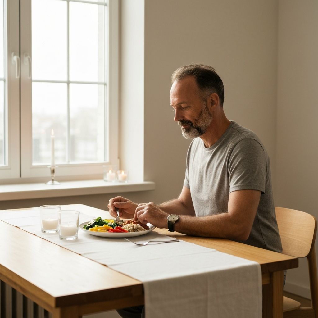 Mindful eating setting with healthy food