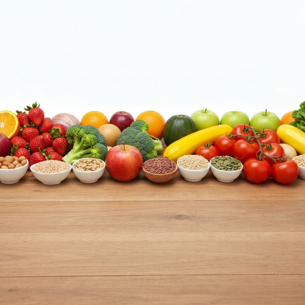Colorful array of fresh fruits and vegetables